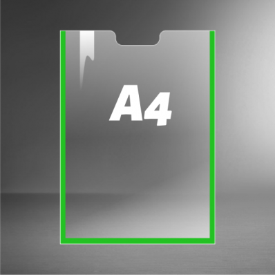 Карман А4 пластиковый информационный с зелёным скотчем