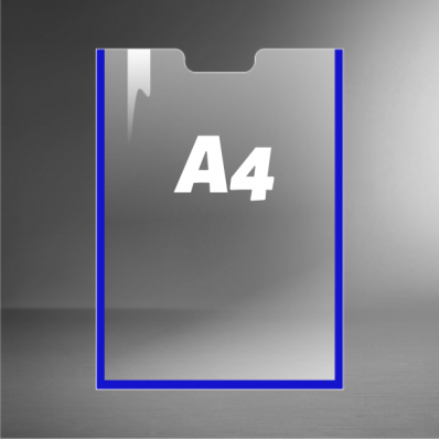 Карман А4 пластиковый информационный с синим скотчем