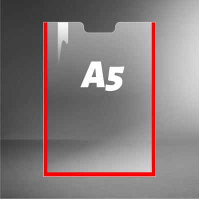 Карман А5 пластиковый информационный с красным скотчем