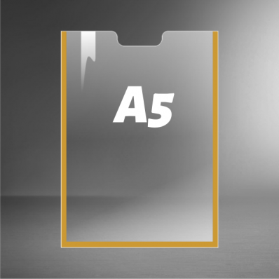 Карман А5 пластиковый информационный с золотым скотчем