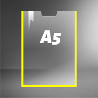 Карман А5 пластиковый информационный с жёлтым скотчем